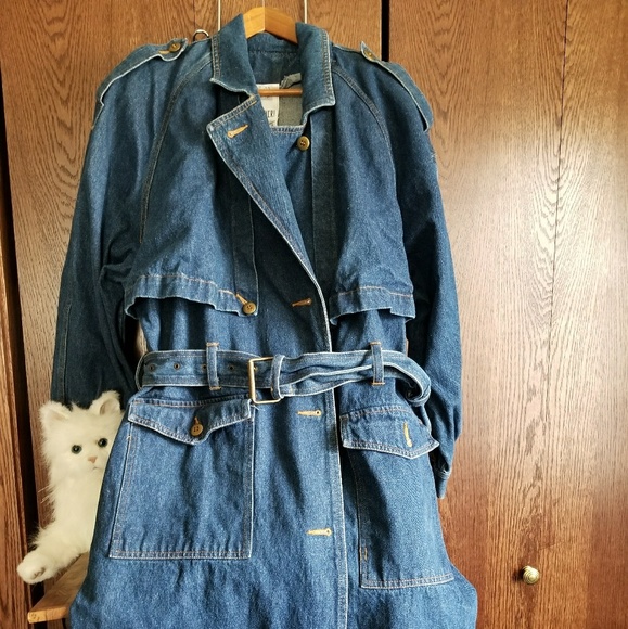 blue jean trench coat